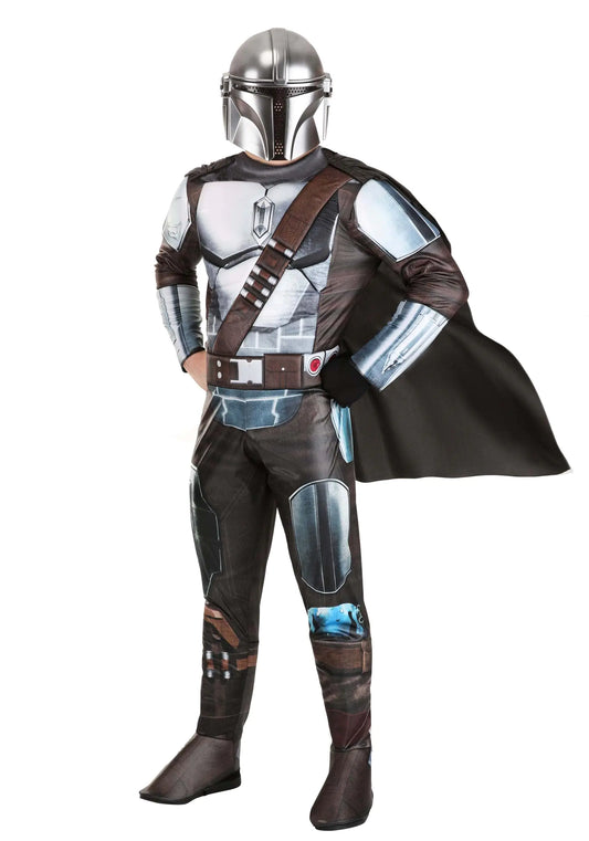 Jazwares Star Wars Deluxe Adult Mandalorian Costume Mens Halloween Costume - Officially Licensed - Medium Black