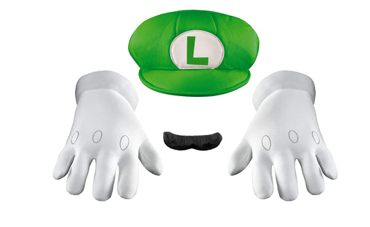 Disguise Mens Nintendo Super Mario Bros.Luigi Adult Costume Accessory Kit Green/White/Brown One Size